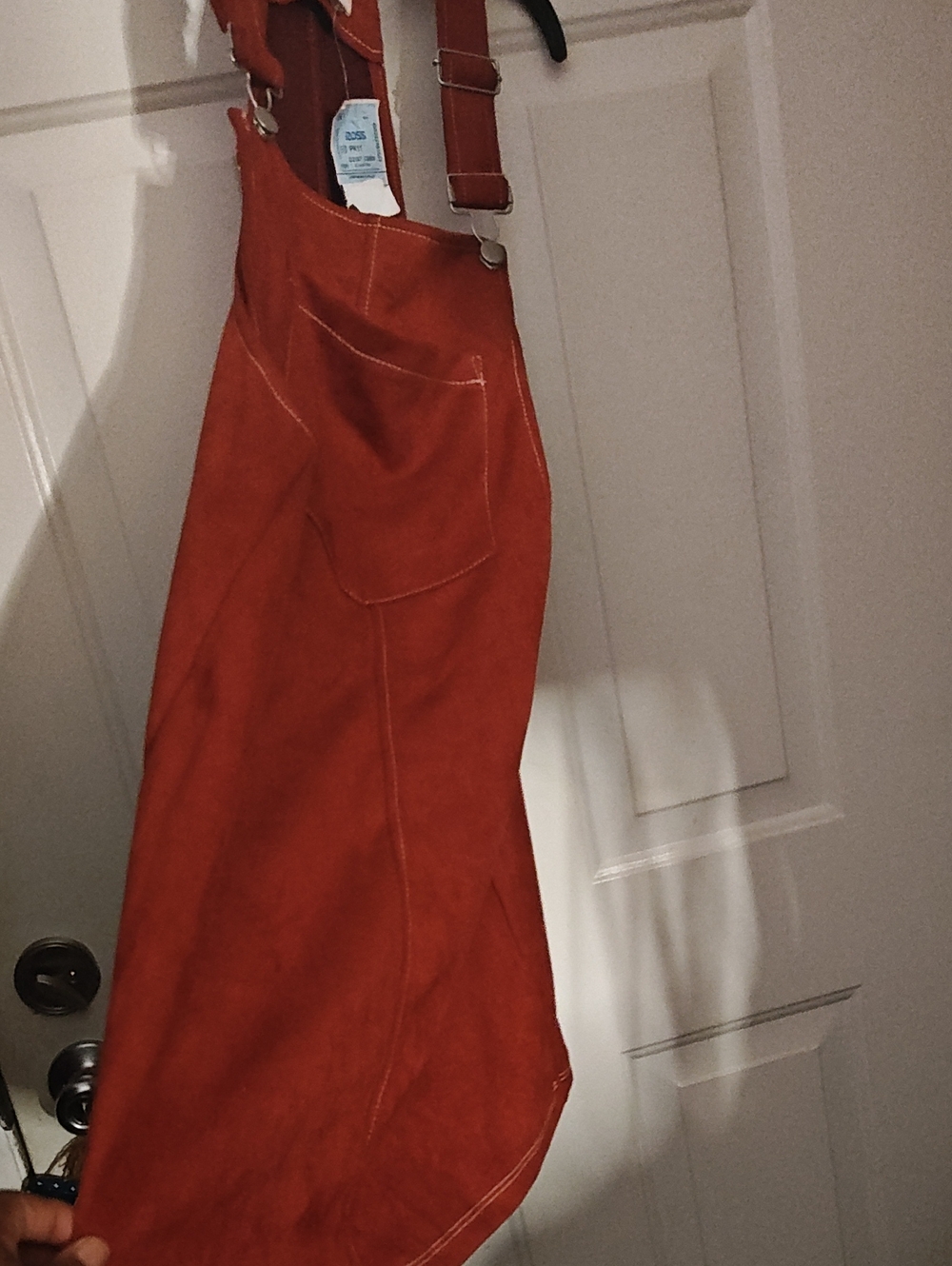 AUW Rust Red Pencil Overall Skirt with Front Pocket